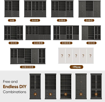 ivaniti 70.8" Tall Farmhouse Bookshelf, Modular Bookcase - Image 9