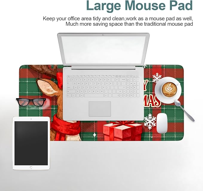 Merry Christmas-Elk Gaming Mouse Pad 31.5"x11.8"Desk Mat Anti-Slip Rubber Base - Image 6