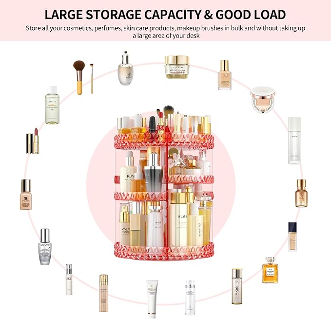 360 Rotating Makeup Organizer, DIY Adjustable Cosmetics Organizer, Professional - Image 3