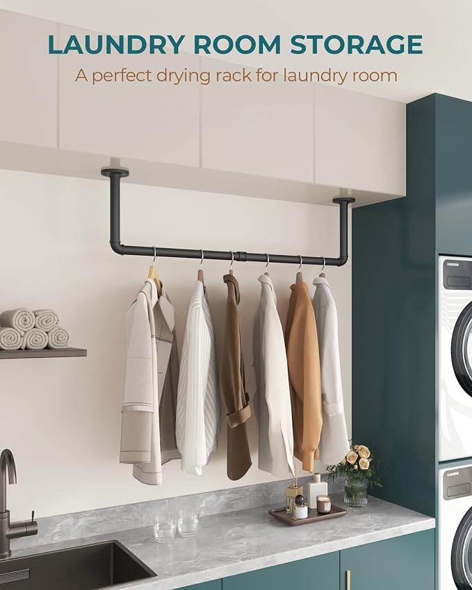 OROPY Industrial Pipe Clothes Rack Wall Mounted Set of 2, 38.4 inches Heavy - Image 5
