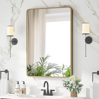 Medicine Cabinet 20 x 28 Inch, Brush Gold Bathroom Medicine Cabinet - Image 9