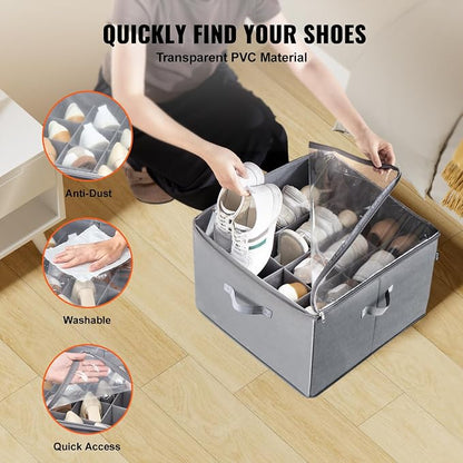 VEVOR Under Bed Shoe Storage Organizer, 1 Pack, 16 Compartments, Underbed Shoe - Image 6