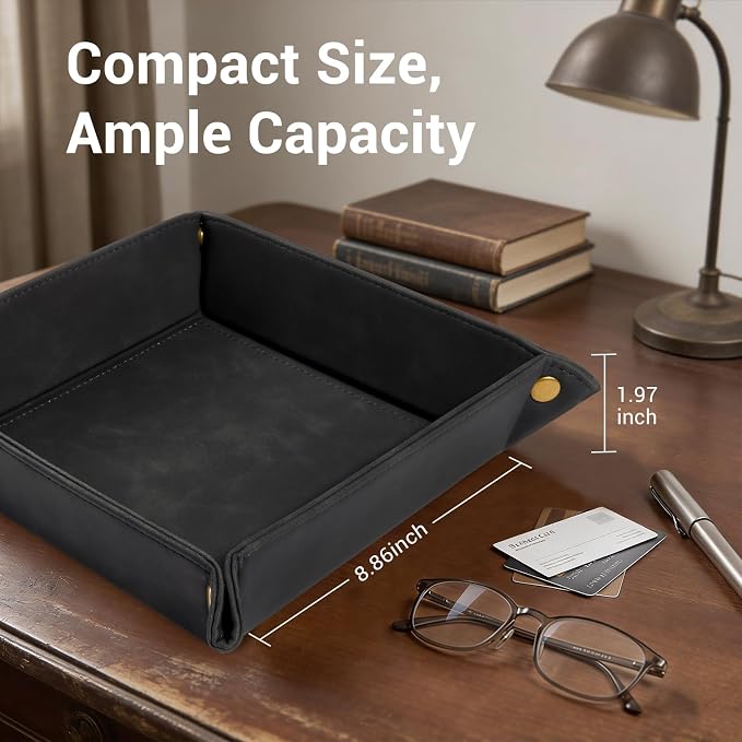CoBak Leather Valet Tray, Premium PU Leather Catch-All Tray - Image 4