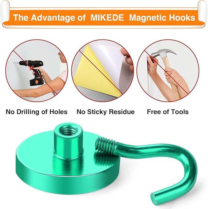 MIKEDE Strong Magnetic Hooks, 120Lbs Heavy Duty Magnetic Hooks - Image 4