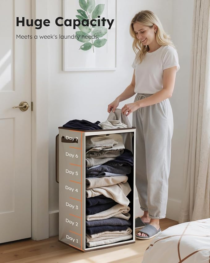 SOLEDI Clothes Hamper with Lid - 100L XL - Large Laundry Basket with Removable - Image 4