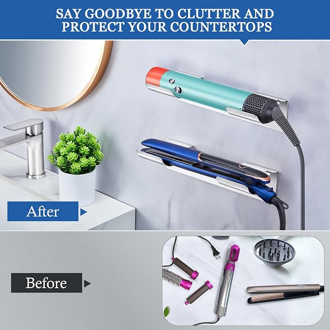 2 PCS Wall Mount Curling Iron Holder and Hair Tool Organizer - Image 9