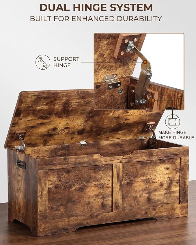 Timberer 39.4" Wooden Storage Chest, Extra Large Storage Trunk | Storage Bench - Image 5