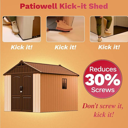 Patiowell 8 x 10 FT Resin Outdoor Storage Shed - Image 4