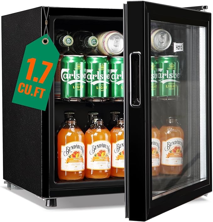 WANAI Mini Fridge Glass Door 58 Cans Beverage Cooler Refrigerator Small Beer by WANAI%C2%AE