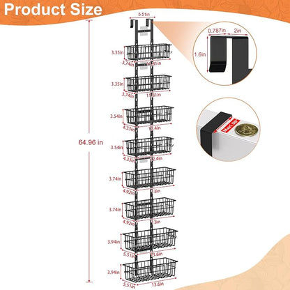 Hongtamoya 8 Tier Over The Door Organizer, Adjustable Hanging Door Organizer - Image 2