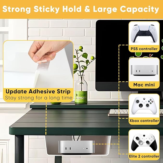 4 Pack Under Desk Hanging Shelf Drawer Organizer, Attachable Plastic Hidden - Image 3