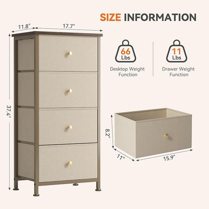Sweetcrispy Dresser for Bedroom, 4 Drawer Storage Cabinet, Tall Nightstand | - Image 3