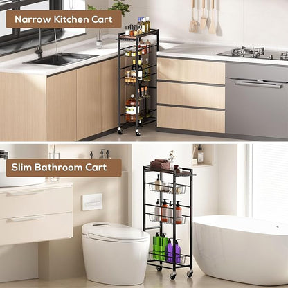 4 Tier Slim Rolling Storage Cart - Image 6