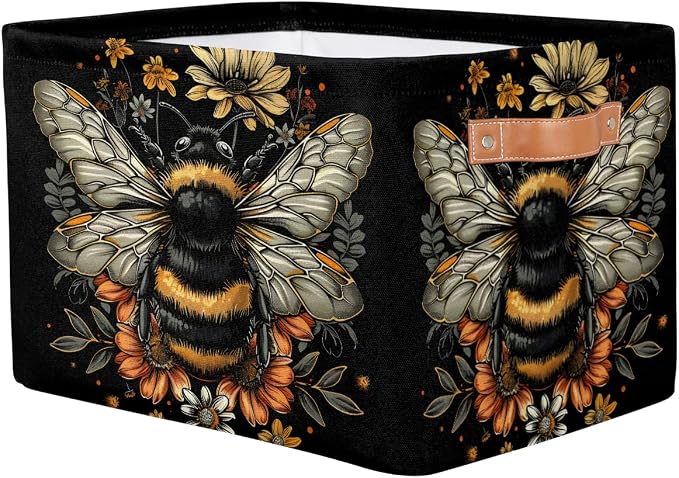 Pardick Basket Storage Bins Animal Bee Black Rectangle Cube Basket Box Kids - Image 2