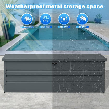 260 Gallon Waterproof Outdoor Storage Box, Extra Large Outside Metal Deck - Image 4