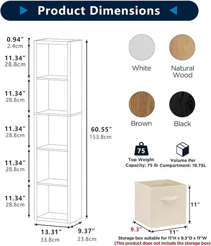 5 Cube Storage Organizer Single Row, Cube Shelf - Image 2