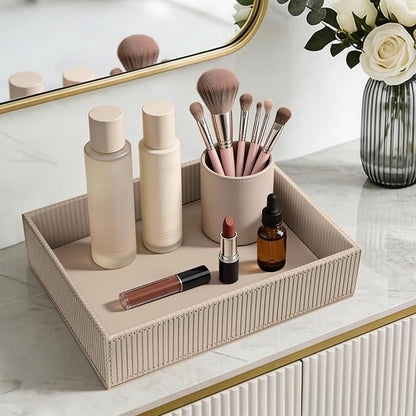 SITHON Valet Tray Desk Organizer, PU Leather Catchall Bedside Vanity Tray - Image 5