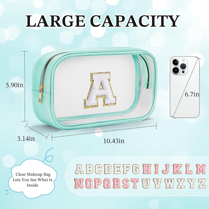YOOLIFE Initial Clear Makeup Bag | Waterproof Large Makeup Bag | Personalized - Image 5