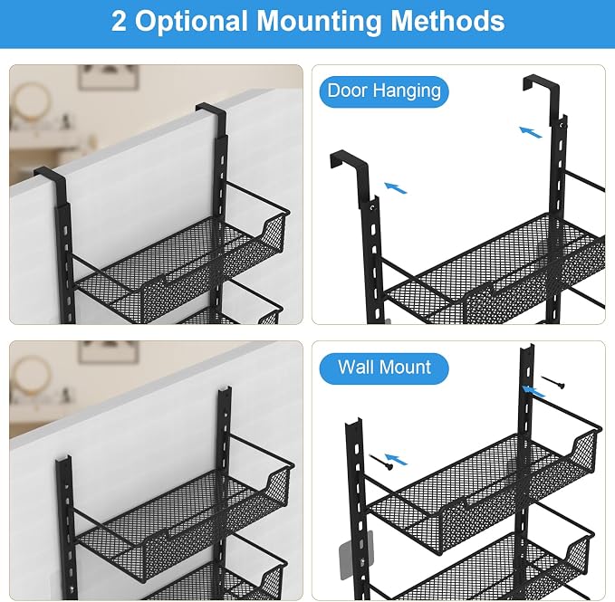 12.3" W Narrow Over the Door Pantry Organizer, 6-Tier Over the Door Organizer - Image 5