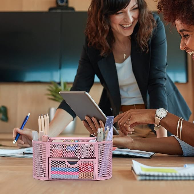 EOOUT Pink Desk Organizer, Pen Holder - Image 7
