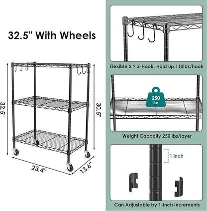 WDT 3-Tier Storage Shelves, Heavy Duty Metal Shelves Wire Rack Shelving Unit - Image 2