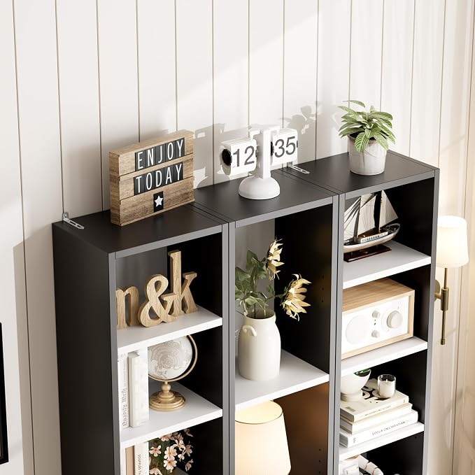 FOTOSOK Bookshelf Bookcase 8-Tier Narrow Bookshelf Tall CD Media Tower Rack | - Image 6