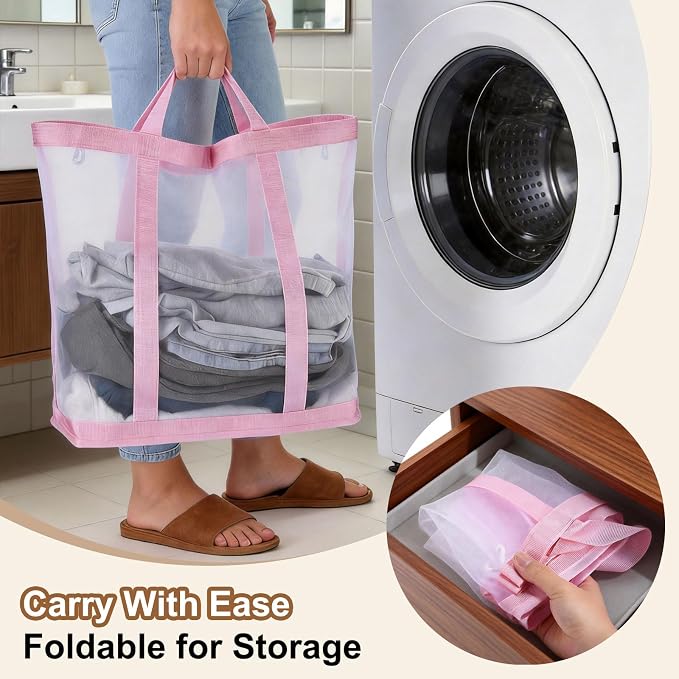 uxcell Collapsible Laundry Basket, Mesh Hamper - Image 4