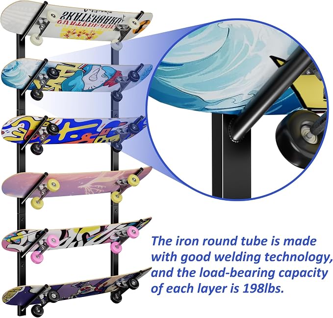 Skateboard Wall Mount, Skate Board Wall Display Hanger Rack, Snowboard Wall - Image 2