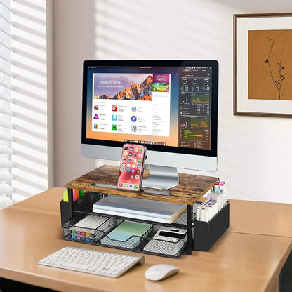 AUPSEN Wood Desk Organizers and Accessories, 2-Tier Computer Monitor Stand Riser - Image 6
