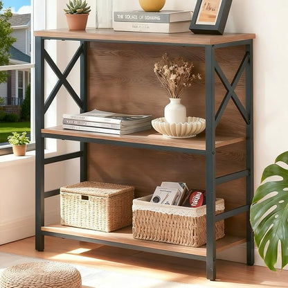 Small Bookshelf, 3 Tier Industrial Bookcase by MNEETRUNG