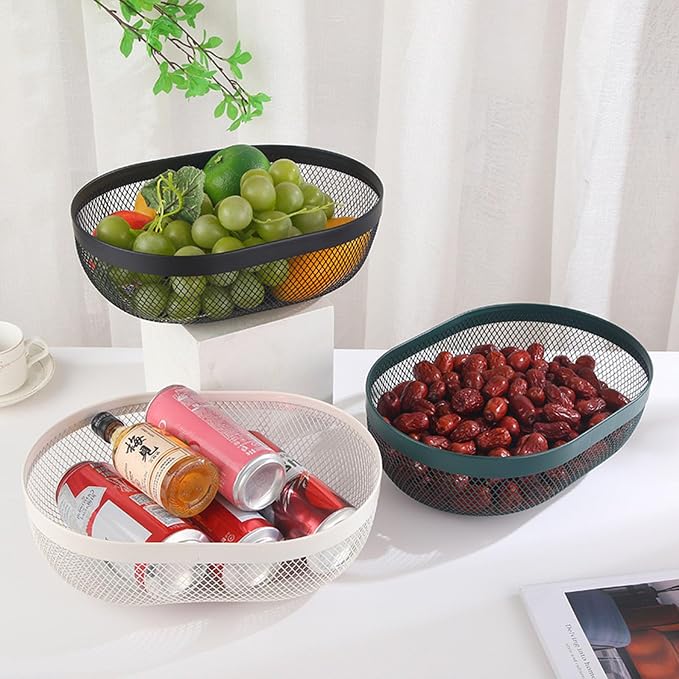AJIODA Metal Mesh Steel Basket, Oval Metal Wire Storage Organizer Baskets Multi - Image 8