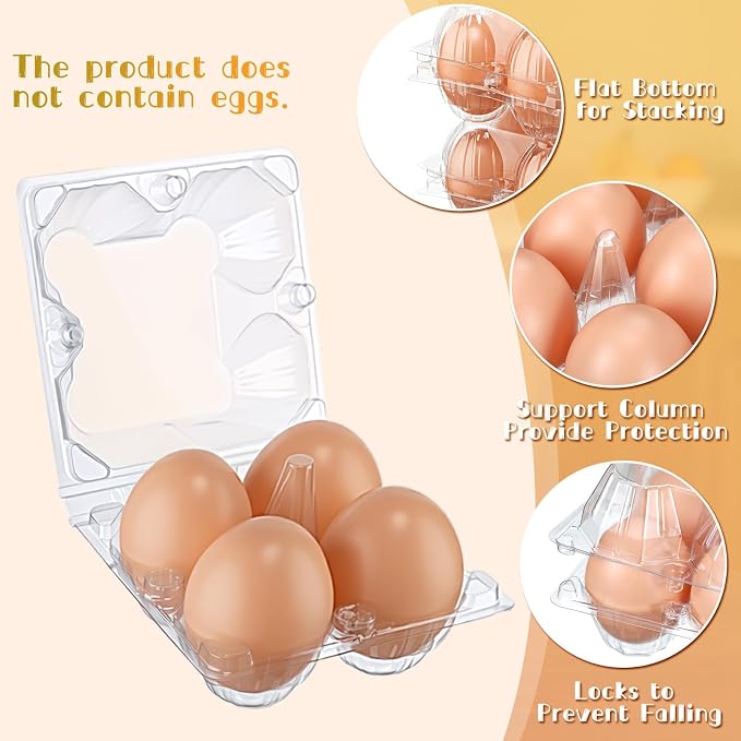 Zubebe 200 Pieces Clear Egg Cartons Plastic Egg Cartons Bulk Empty Chicken Egg - Image 4