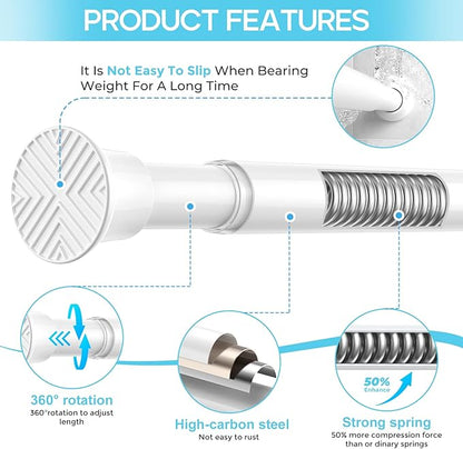 4 Pack Spring Tension Curtain Rod 32-62 inch, Adjustable Expandable Tension - Image 2