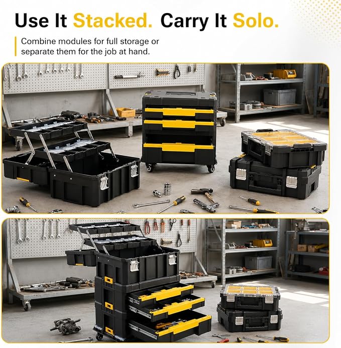 TLGREEN 4-Tier Stackable Rolling Tool Box - Image 3