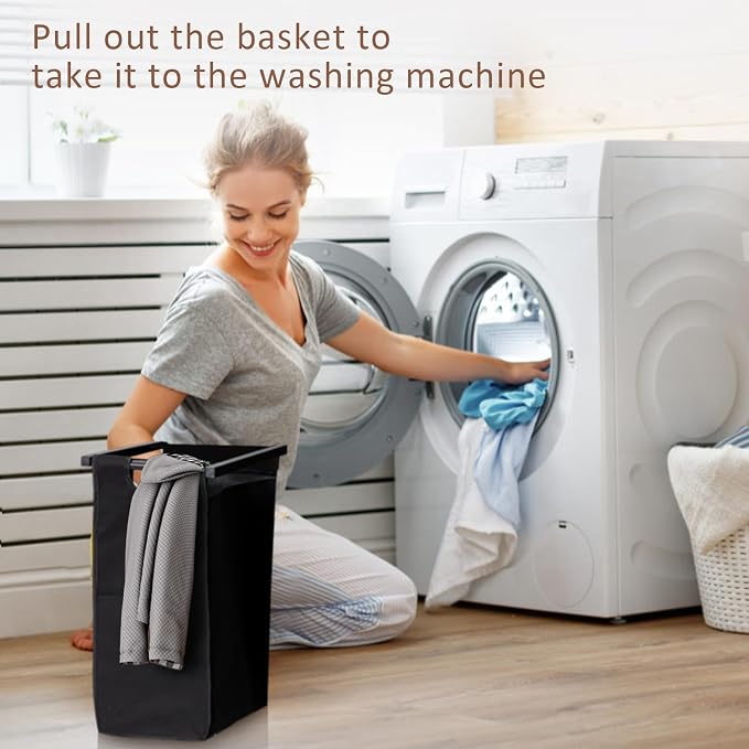 2 Section Laundry Sorter with Wheels, 87L Large Capacity Rolling Laundry Hamper - Image 7