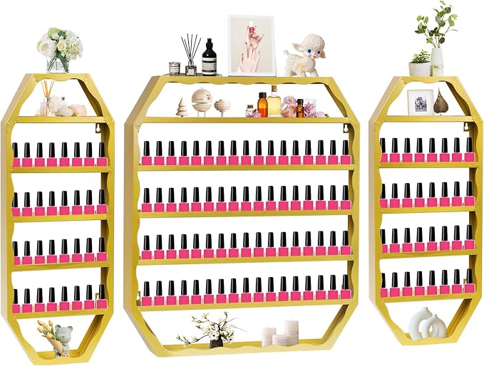 EBANKU Hexagon Nail Polish Racks Heavy Duty Nail Shelfs by EBANKU