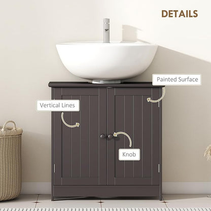 HOMCOM Under Sink Bathroom Cabinet, Pedestal Sink Storage Cabinet - Image 6