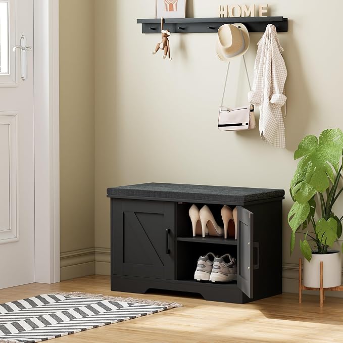 HOMSHO Farmhouse Shoe Storage Bench - Image 2