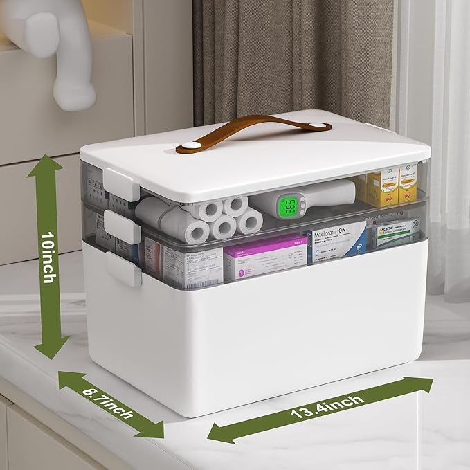 JOYBOS 3-Tier Medicine Storage Box Cabinet, Empty First Aid Kit Portable - Image 3