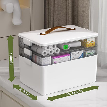 JOYBOS 3-Tier Medicine Storage Box Cabinet, Empty First Aid Kit Portable - Image 3