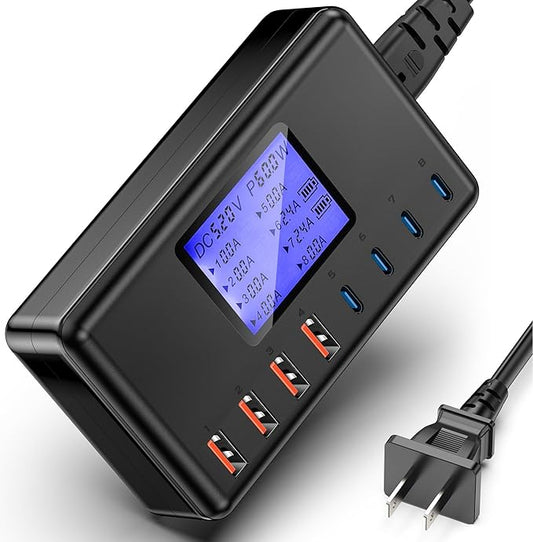 152W Charging Station, 8-Port Desktop USB-C & USB-A Charger Hub, 20W 4xUSB-C & by ZIWODIV