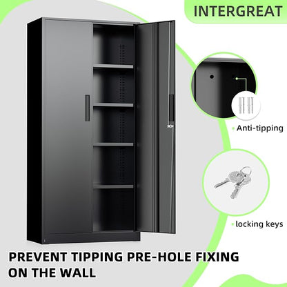 INTERGREAT Black Metal Storage Cabinet, Tall Metal Cabinet - Image 4