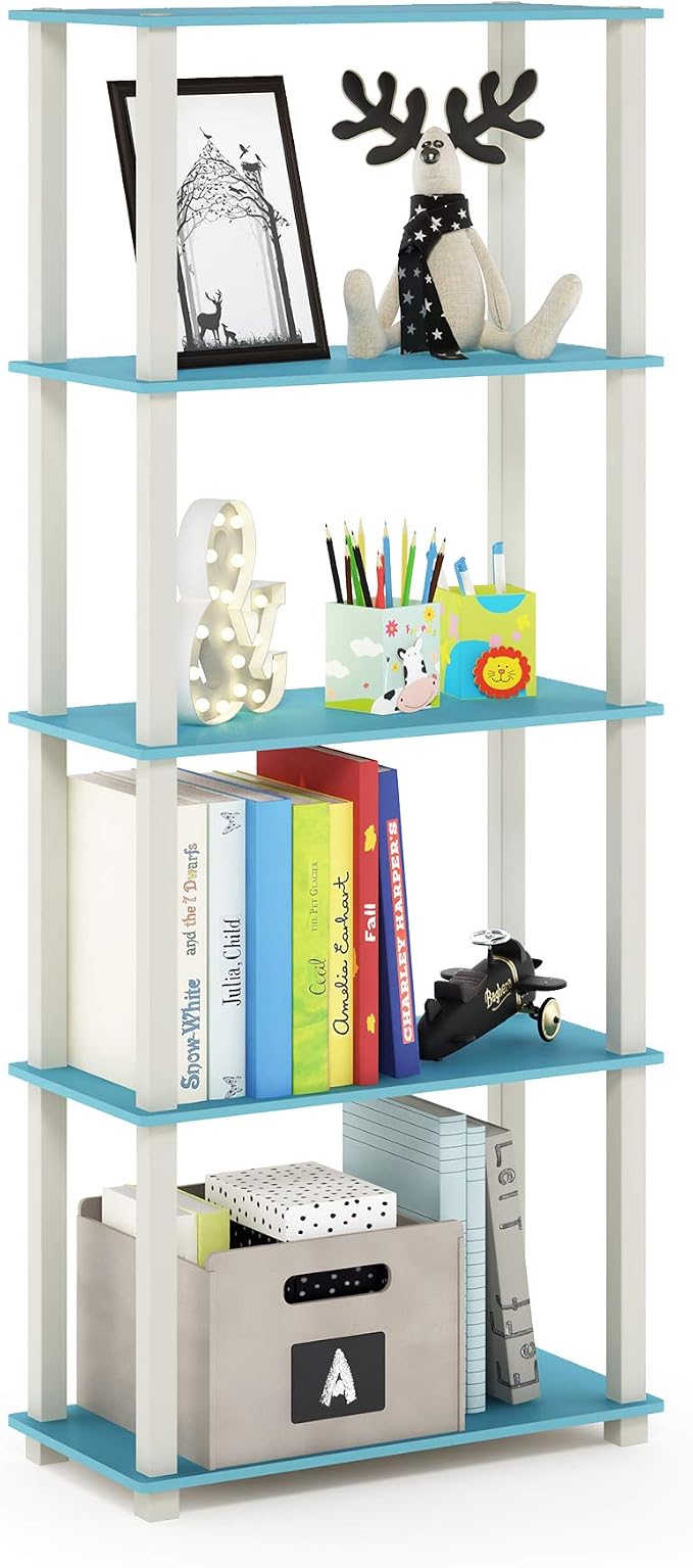 Furinno TURN-S-TUBE Book Shelf, 5-Tier Toolless Storage Shelves by Furinno-FitsYourSpaceFitsYourBudget