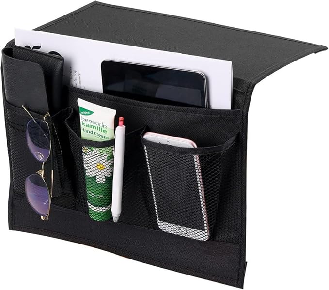 Bedside Storage Organizer with 4 Pockets, Bedside Caddy, Remote Control Holder - Image 8