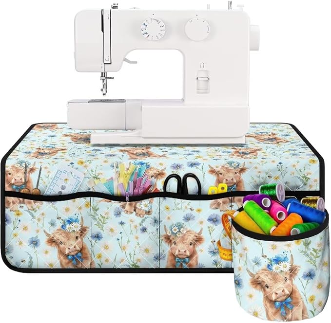 Sewing Machine Mat Highland Cow Wildflower Sewing Machine Carrying Pad Thread by Unknown