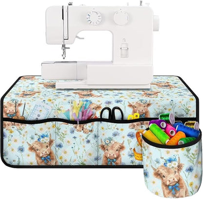 Sewing Machine Mat Highland Cow Wildflower Sewing Machine Carrying Pad Thread by Unknown