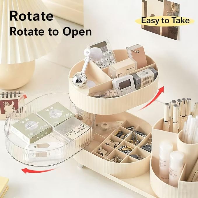 360° Rotating Cosmetic Organizer, 3-Layer Display Cabinet - Image 3
