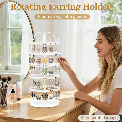 MODOWEY Rotating Earring Holder Organizer Display, 5 Tier Metal Tree, - Image 2