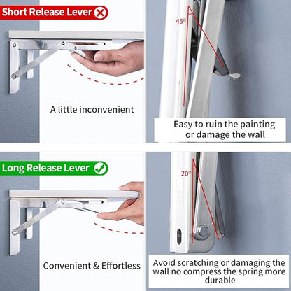 YUMORE Folding Shelf Bracket 14", Heavy Duty Stainless Steel Collapsible - Image 7