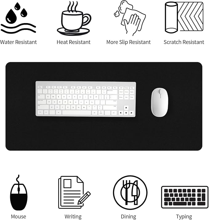 Bloss Leather Desk Pad and Keyboard Wrist Rest, Non-Slip Large Mouse Pad + - Image 4